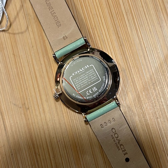 Coach Perry Watch With 36mm Mint Green Face & Leather Band - Picture 2 of 5